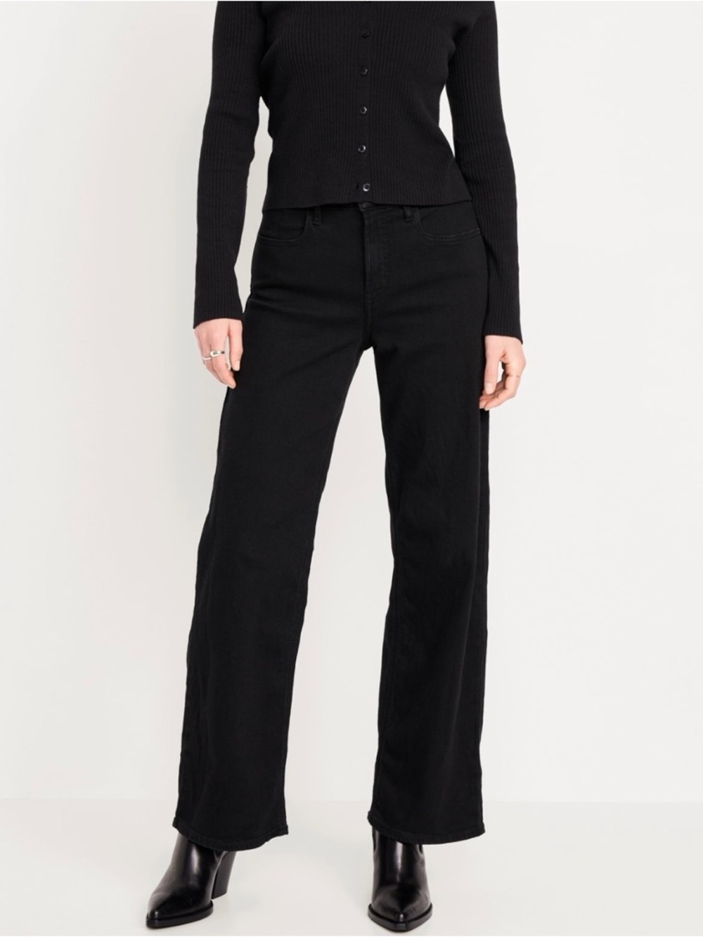 Old Navy Black High-Rise Wide Leg Jeans